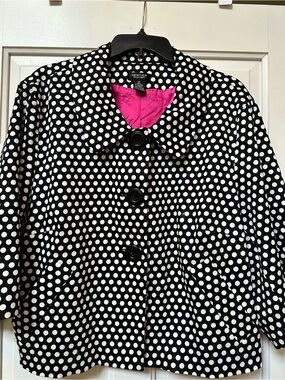 Spense Woman Polka Dot Women's Jacket with Pink Lining - 2X